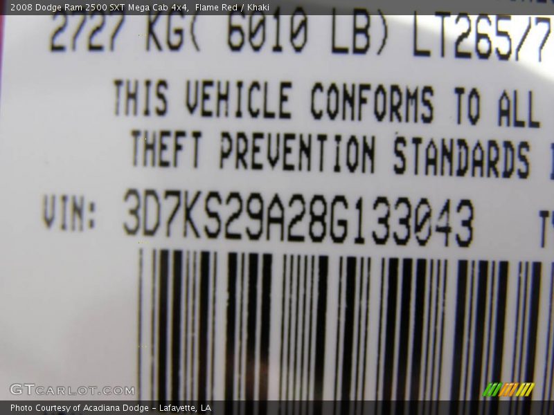 Flame Red / Khaki 2008 Dodge Ram 2500 SXT Mega Cab 4x4