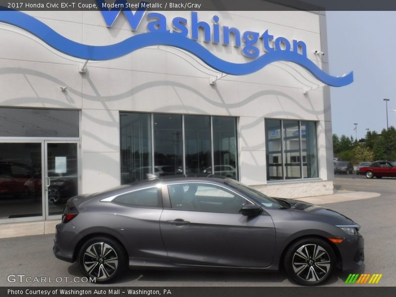 Modern Steel Metallic / Black/Gray 2017 Honda Civic EX-T Coupe