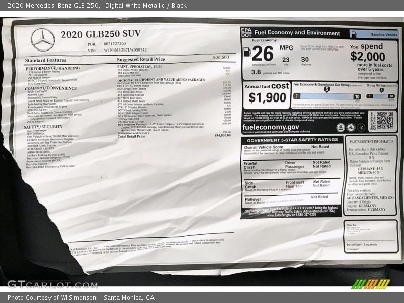 Digital White Metallic / Black 2020 Mercedes-Benz GLB 250