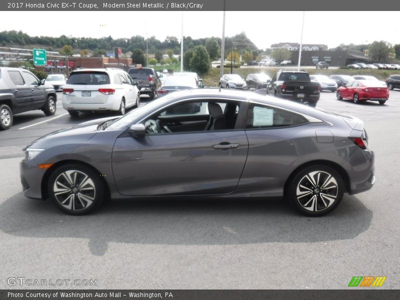 Modern Steel Metallic / Black/Gray 2017 Honda Civic EX-T Coupe