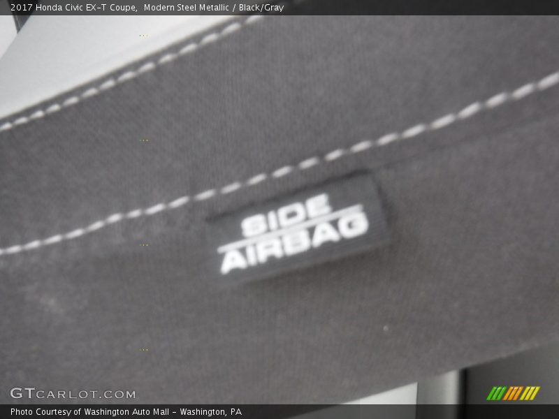 Modern Steel Metallic / Black/Gray 2017 Honda Civic EX-T Coupe