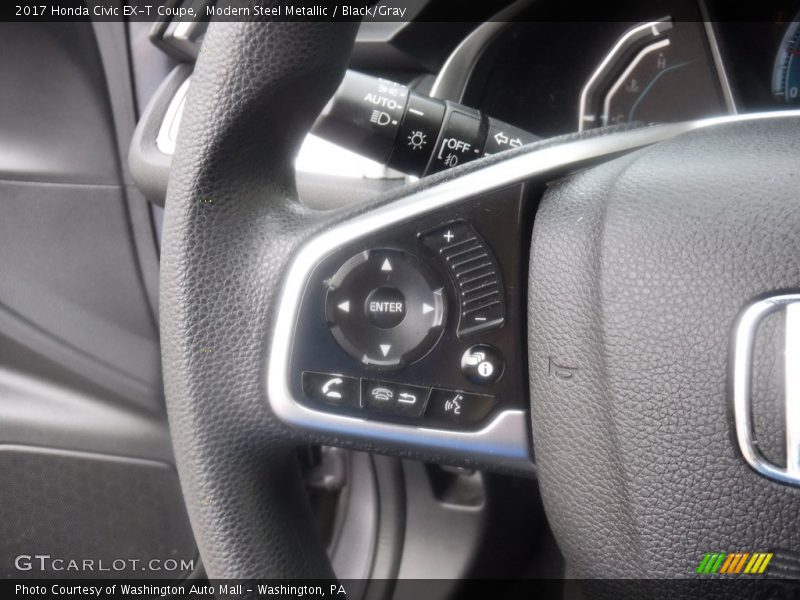 Modern Steel Metallic / Black/Gray 2017 Honda Civic EX-T Coupe
