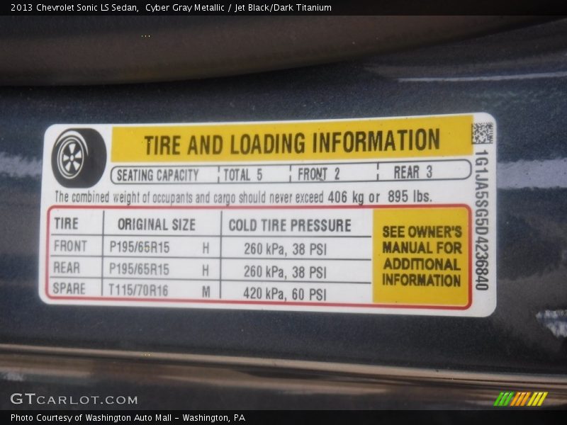 Cyber Gray Metallic / Jet Black/Dark Titanium 2013 Chevrolet Sonic LS Sedan