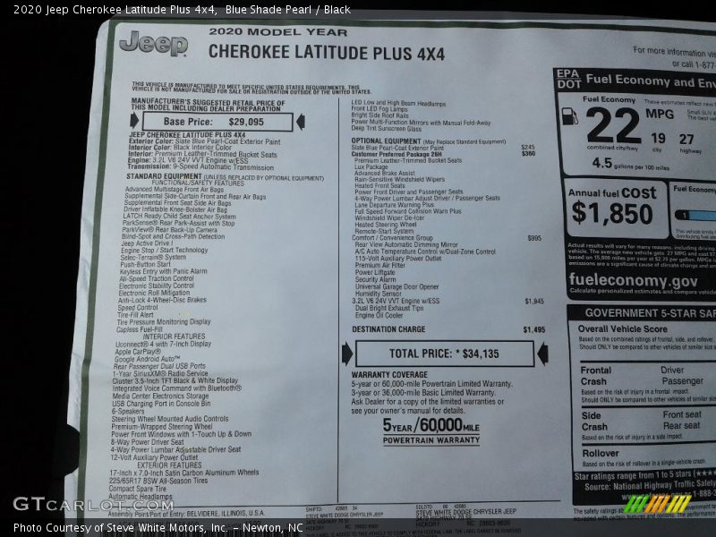 Blue Shade Pearl / Black 2020 Jeep Cherokee Latitude Plus 4x4
