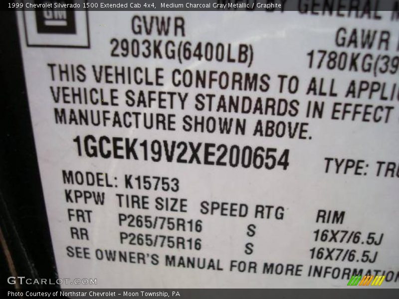 Medium Charcoal Gray Metallic / Graphite 1999 Chevrolet Silverado 1500 Extended Cab 4x4