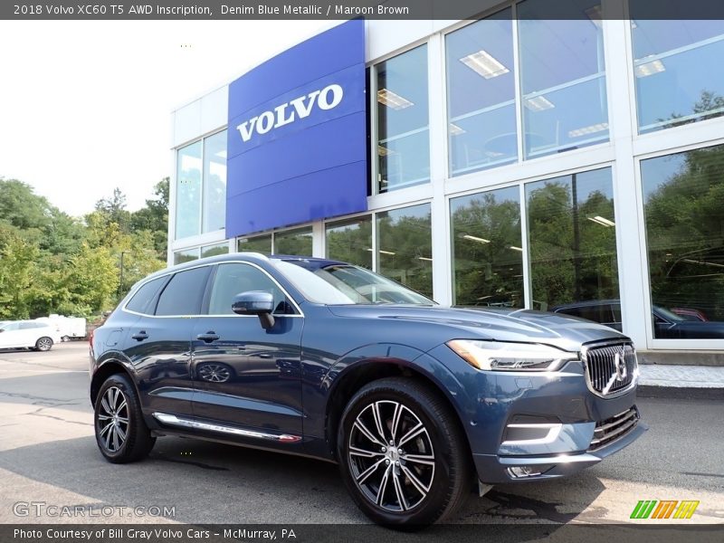 Denim Blue Metallic / Maroon Brown 2018 Volvo XC60 T5 AWD Inscription
