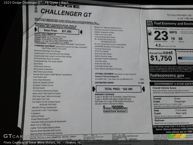 F8 Green / Black 2020 Dodge Challenger GT