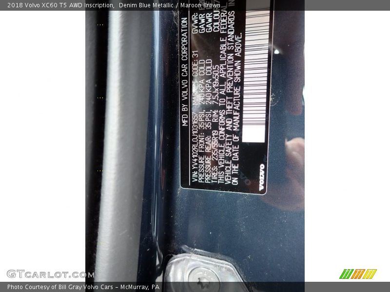 Denim Blue Metallic / Maroon Brown 2018 Volvo XC60 T5 AWD Inscription