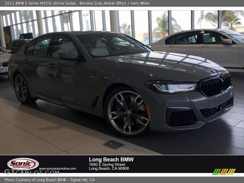 Bernina Gray Amber Effect / Ivory White 2021 BMW 5 Series M550i xDrive Sedan