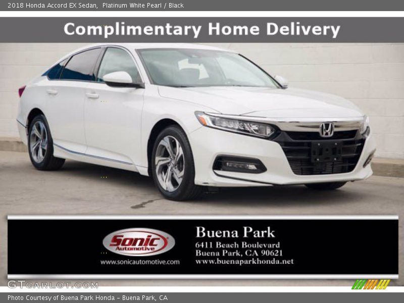 Platinum White Pearl / Black 2018 Honda Accord EX Sedan