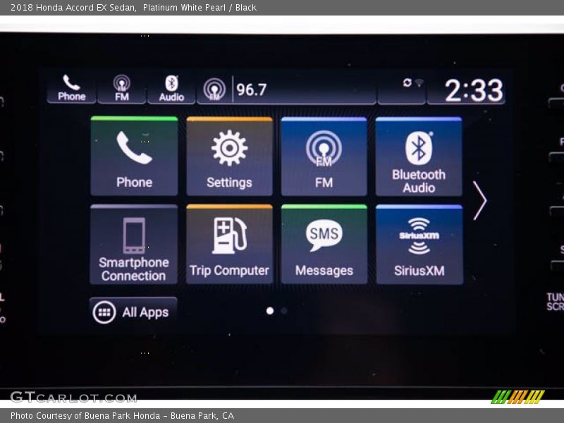 Platinum White Pearl / Black 2018 Honda Accord EX Sedan