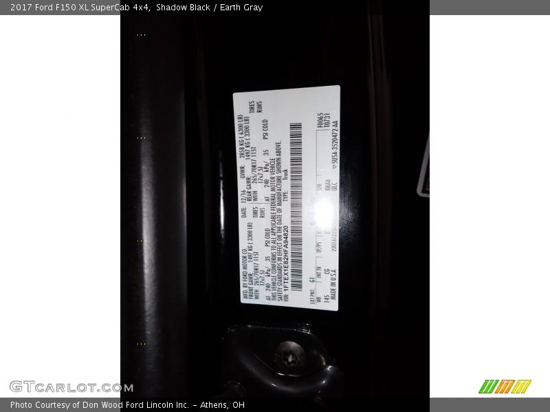 Shadow Black / Earth Gray 2017 Ford F150 XL SuperCab 4x4