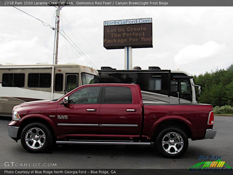 Delmonico Red Pearl / Canyon Brown/Light Frost Beige 2018 Ram 1500 Laramie Crew Cab 4x4
