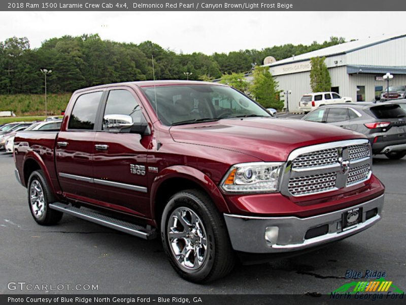 Delmonico Red Pearl / Canyon Brown/Light Frost Beige 2018 Ram 1500 Laramie Crew Cab 4x4