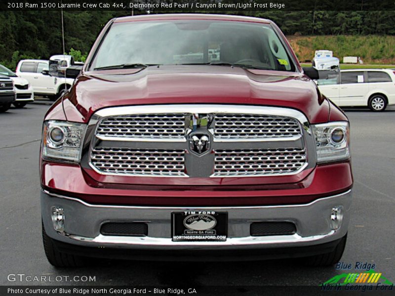 Delmonico Red Pearl / Canyon Brown/Light Frost Beige 2018 Ram 1500 Laramie Crew Cab 4x4