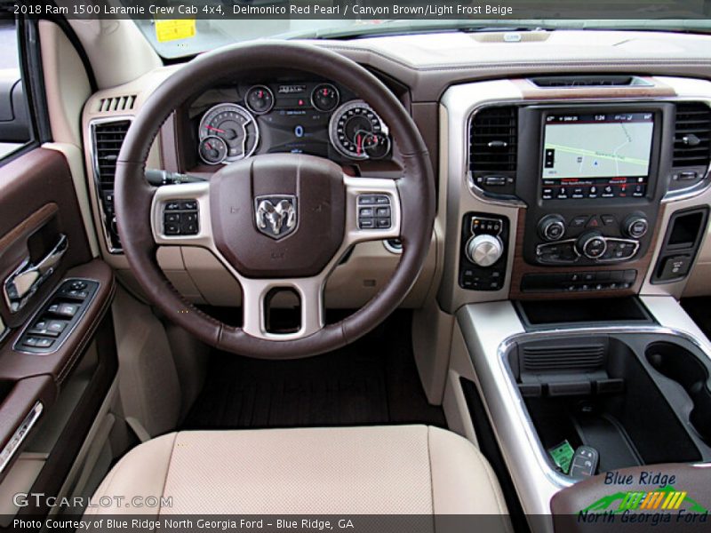 Delmonico Red Pearl / Canyon Brown/Light Frost Beige 2018 Ram 1500 Laramie Crew Cab 4x4