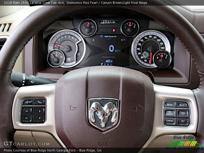 Delmonico Red Pearl / Canyon Brown/Light Frost Beige 2018 Ram 1500 Laramie Crew Cab 4x4