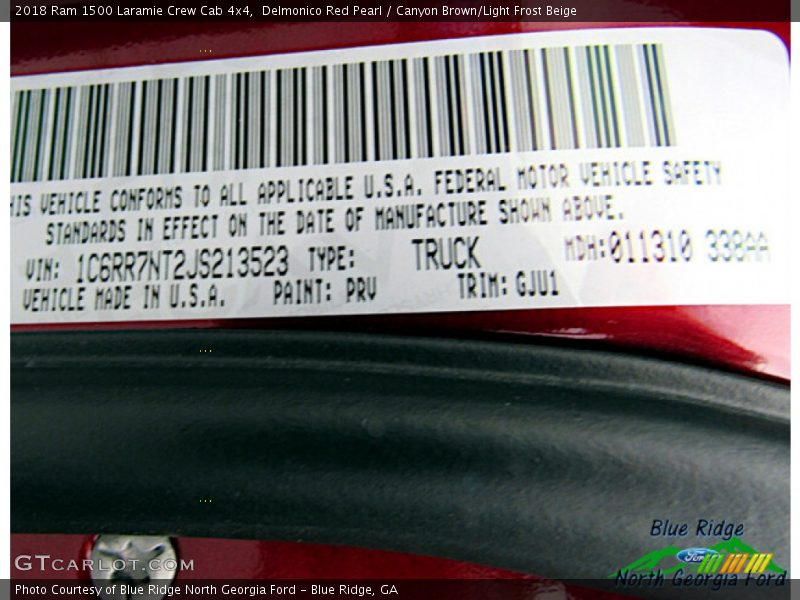 Delmonico Red Pearl / Canyon Brown/Light Frost Beige 2018 Ram 1500 Laramie Crew Cab 4x4
