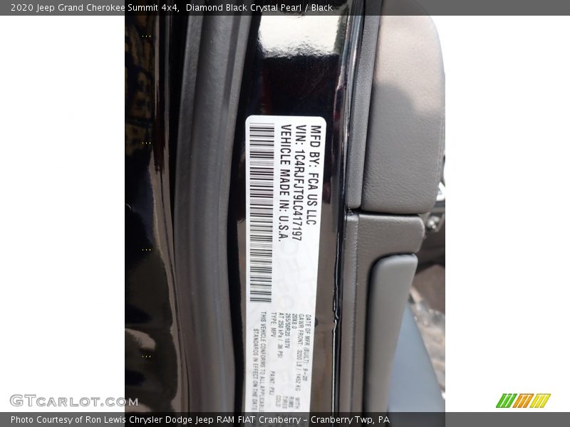 Diamond Black Crystal Pearl / Black 2020 Jeep Grand Cherokee Summit 4x4