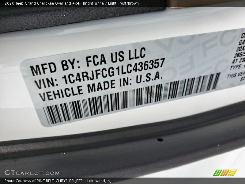 Bright White / Light Frost/Brown 2020 Jeep Grand Cherokee Overland 4x4