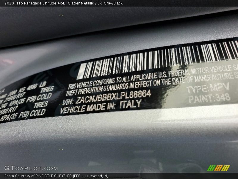 Glacier Metallic / Ski Gray/Black 2020 Jeep Renegade Latitude 4x4