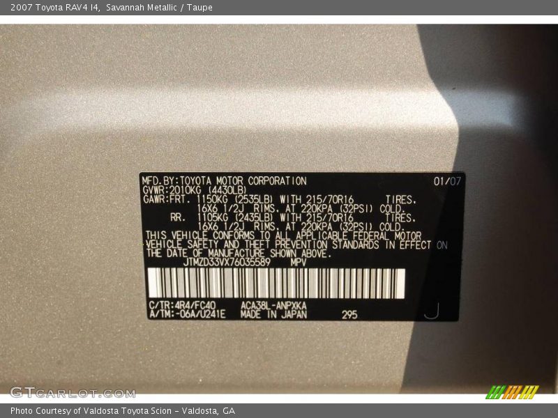 Savannah Metallic / Taupe 2007 Toyota RAV4 I4