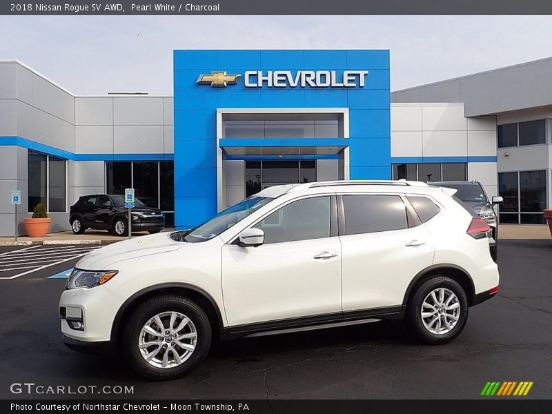 Pearl White / Charcoal 2018 Nissan Rogue SV AWD