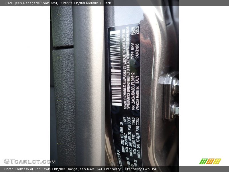 Granite Crystal Metallic / Black 2020 Jeep Renegade Sport 4x4