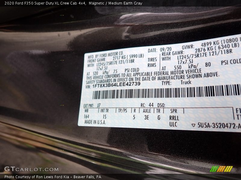 2020 F350 Super Duty XL Crew Cab 4x4 Magnetic Color Code J7