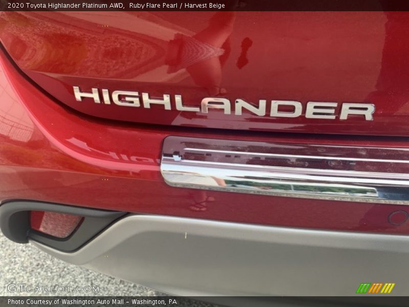 Ruby Flare Pearl / Harvest Beige 2020 Toyota Highlander Platinum AWD