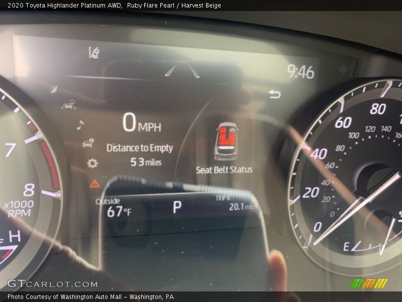 Ruby Flare Pearl / Harvest Beige 2020 Toyota Highlander Platinum AWD