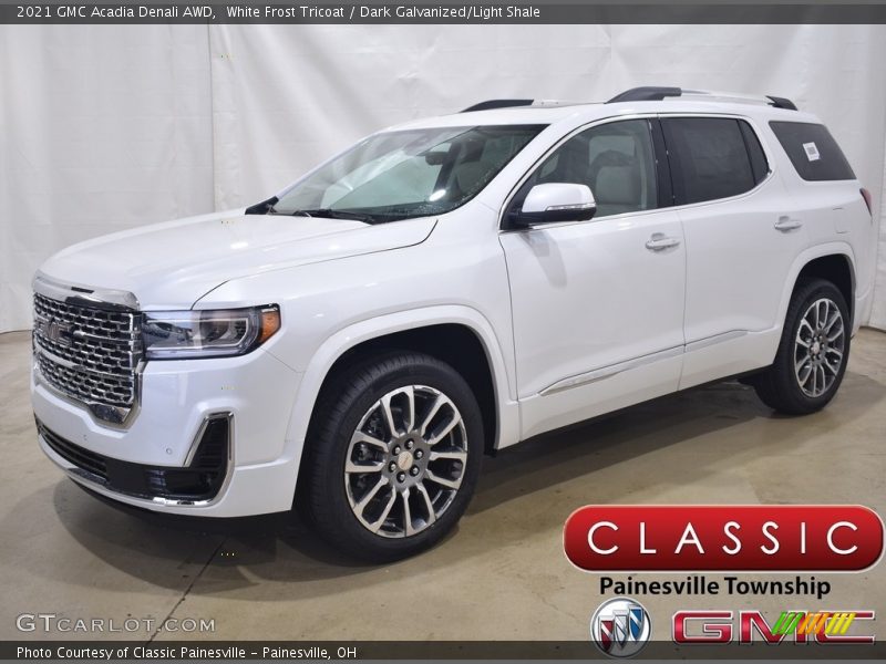 White Frost Tricoat / Dark Galvanized/Light Shale 2021 GMC Acadia Denali AWD