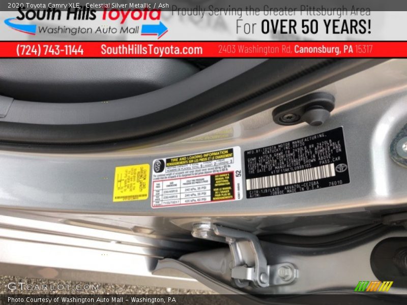 Celestial Silver Metallic / Ash 2020 Toyota Camry XLE