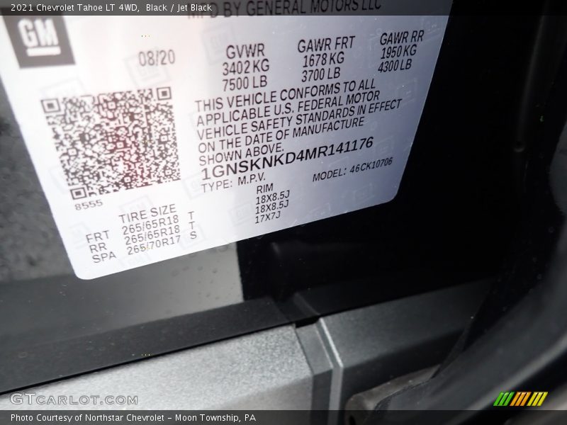 Black / Jet Black 2021 Chevrolet Tahoe LT 4WD