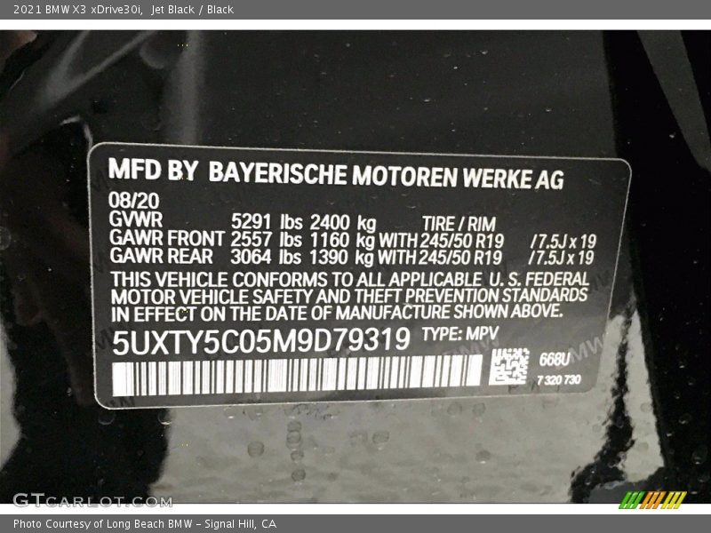 2021 X3 xDrive30i Jet Black Color Code 668