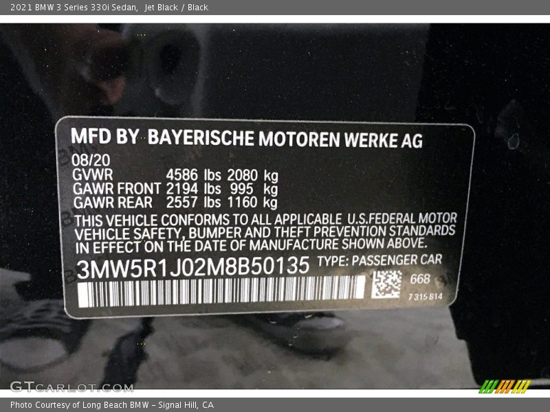 Jet Black / Black 2021 BMW 3 Series 330i Sedan