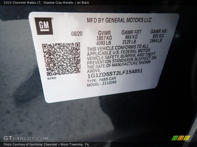 Shadow Gray Metallic / Jet Black 2020 Chevrolet Malibu LT