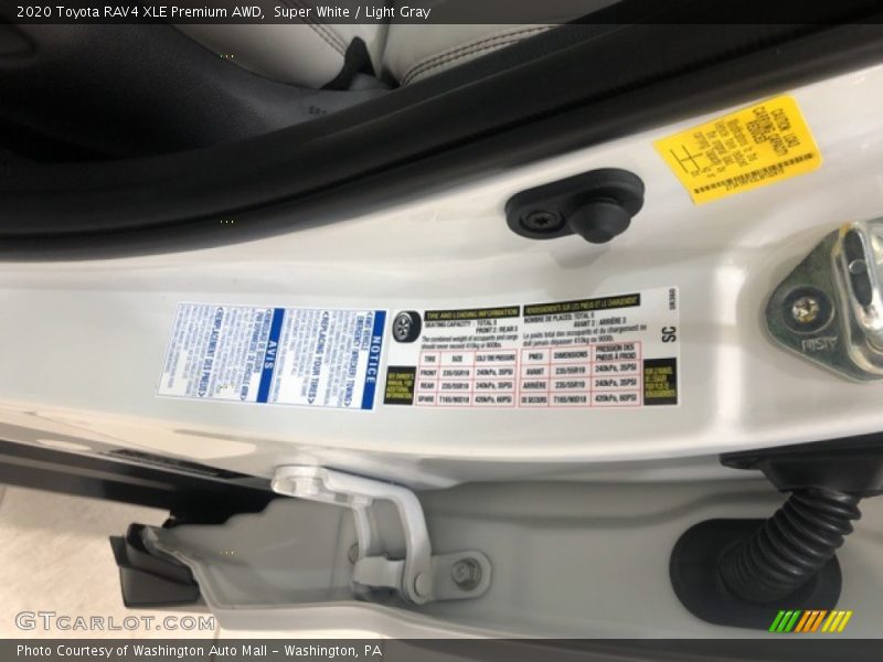 Super White / Light Gray 2020 Toyota RAV4 XLE Premium AWD
