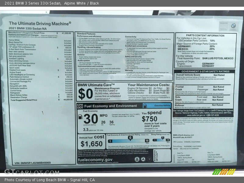 Alpine White / Black 2021 BMW 3 Series 330i Sedan