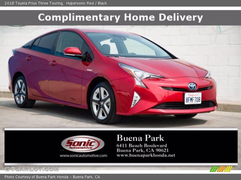 Hypersonic Red / Black 2018 Toyota Prius Three Touring