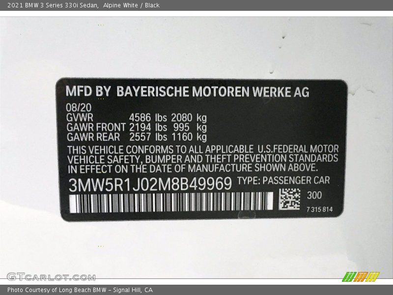 Alpine White / Black 2021 BMW 3 Series 330i Sedan