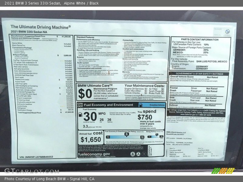 Alpine White / Black 2021 BMW 3 Series 330i Sedan