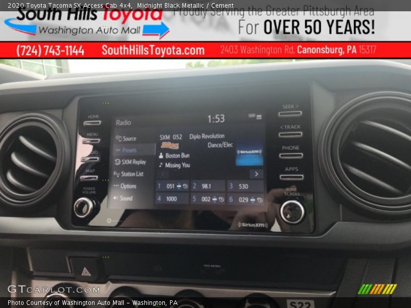 Midnight Black Metallic / Cement 2020 Toyota Tacoma SX Access Cab 4x4