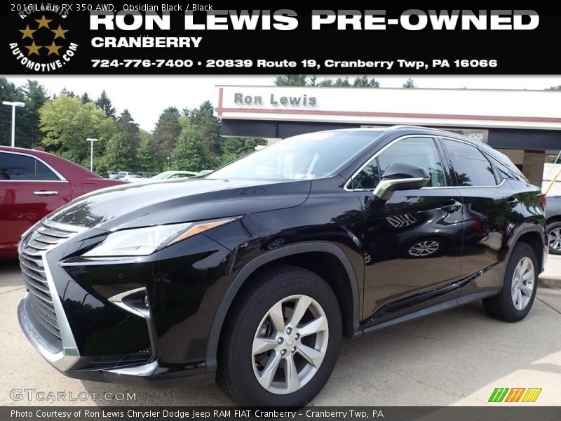 Obsidian Black / Black 2016 Lexus RX 350 AWD