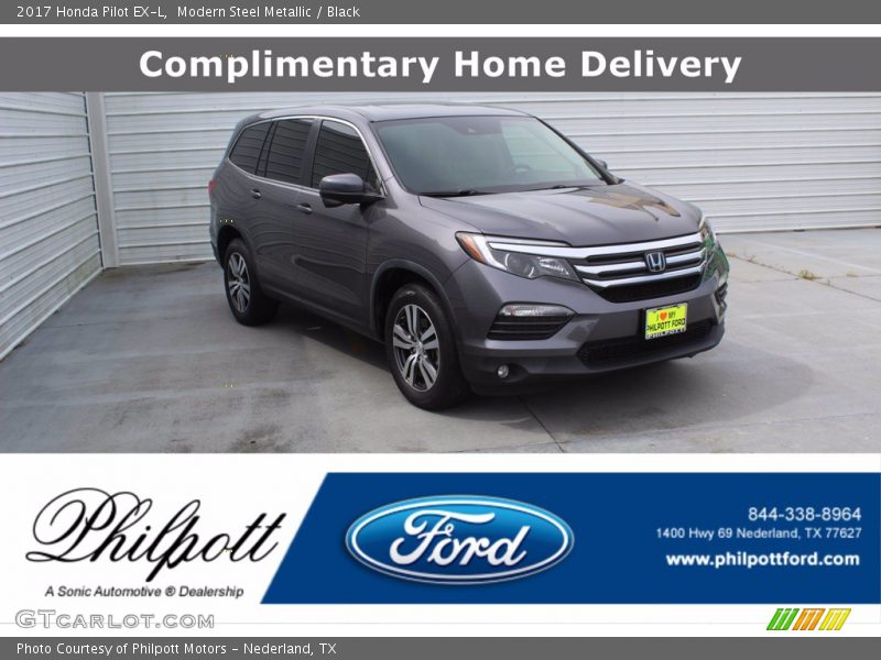 Modern Steel Metallic / Black 2017 Honda Pilot EX-L