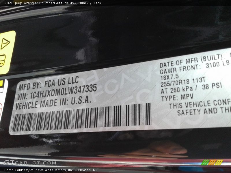 Black / Black 2020 Jeep Wrangler Unlimited Altitude 4x4