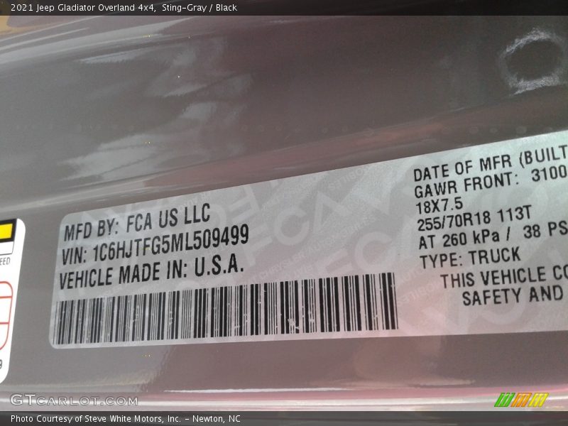 Sting-Gray / Black 2021 Jeep Gladiator Overland 4x4