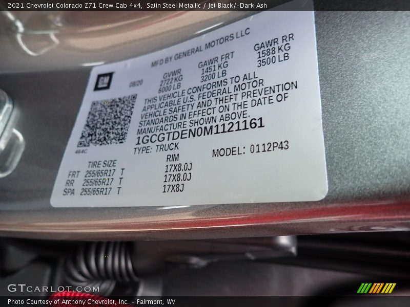 Satin Steel Metallic / Jet Black/­Dark Ash 2021 Chevrolet Colorado Z71 Crew Cab 4x4