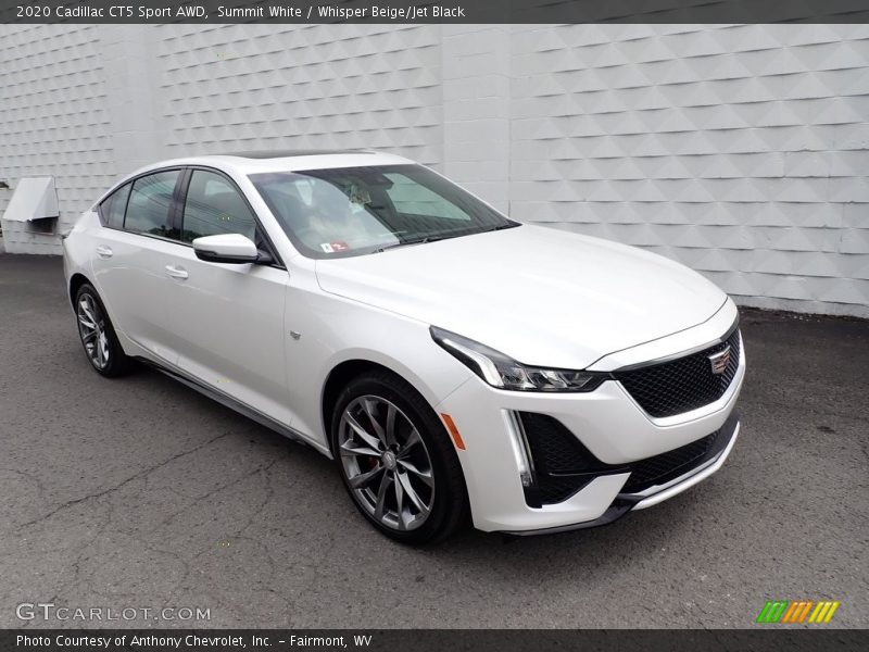 Summit White / Whisper Beige/Jet Black 2020 Cadillac CT5 Sport AWD