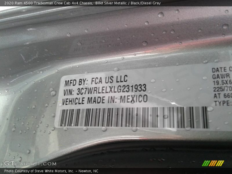 Billet Silver Metallic / Black/Diesel Gray 2020 Ram 4500 Tradesman Crew Cab 4x4 Chassis